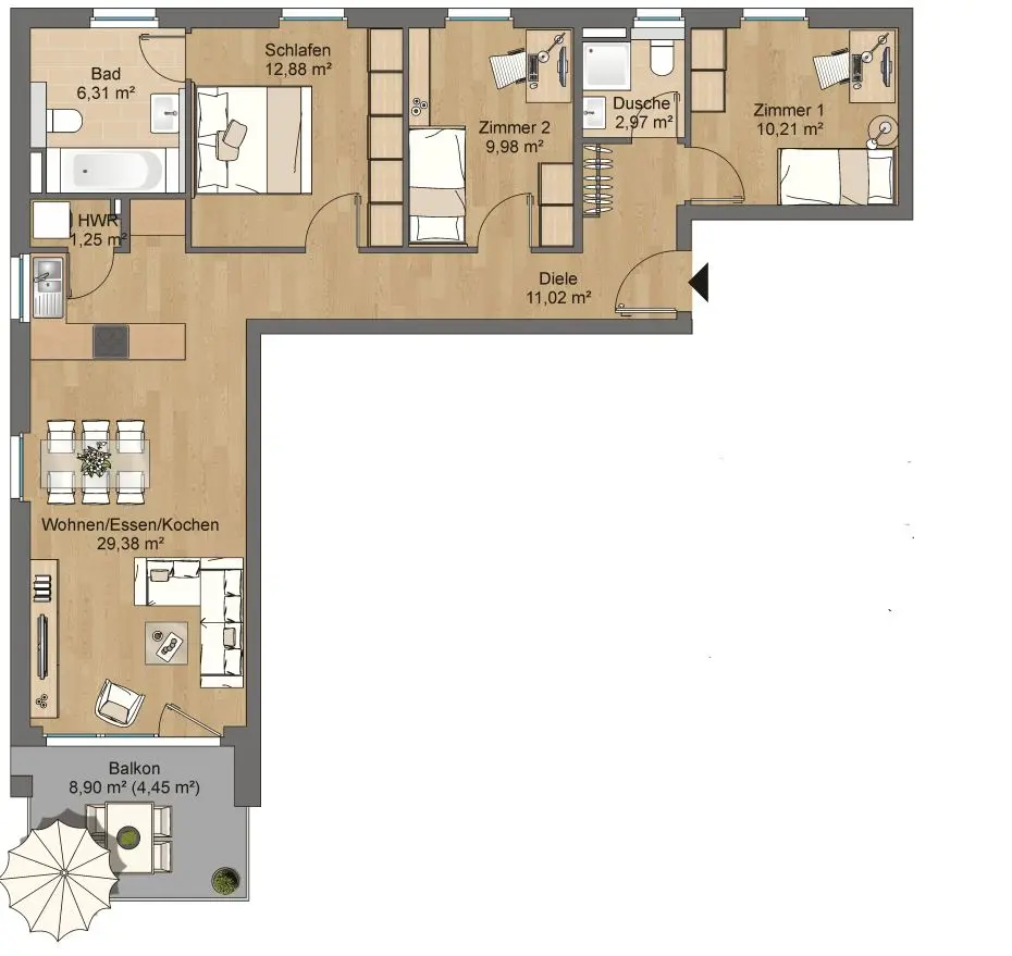 4 room apartment with 88 m² in Hanau – Photo 4