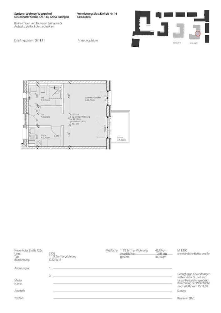 1 Zimmer Wohnung mit 45 m² in Solingen – Bild 2