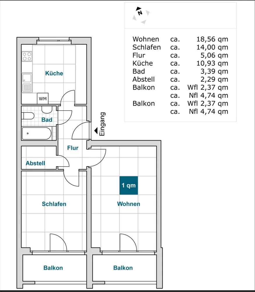 2 Zimmer Wohnung mit 55 m² in Dresden – Bild 2