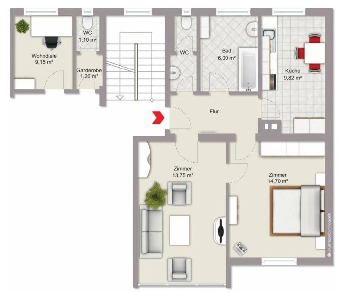 3 Zimmer Wohnung mit 63 m² in Stuttgart – Bild 2