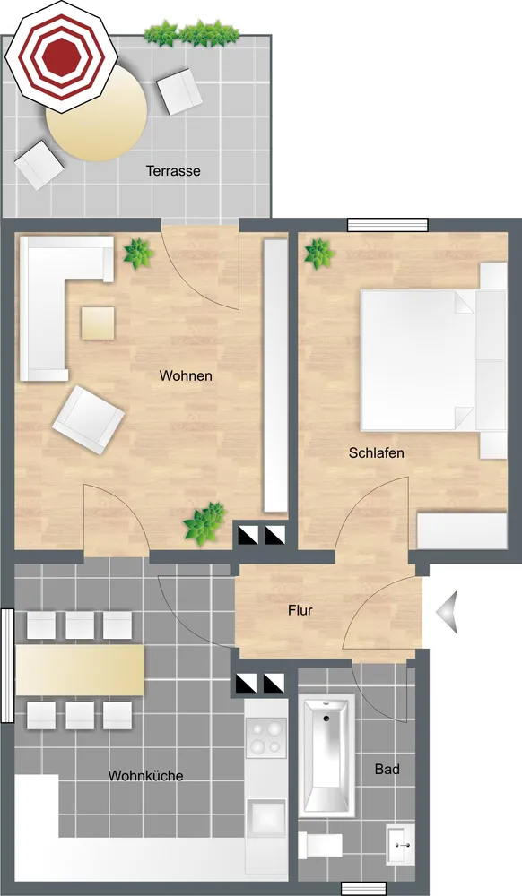 2 Zimmer Wohnung mit 52 m² in Augsburg – Bild 1