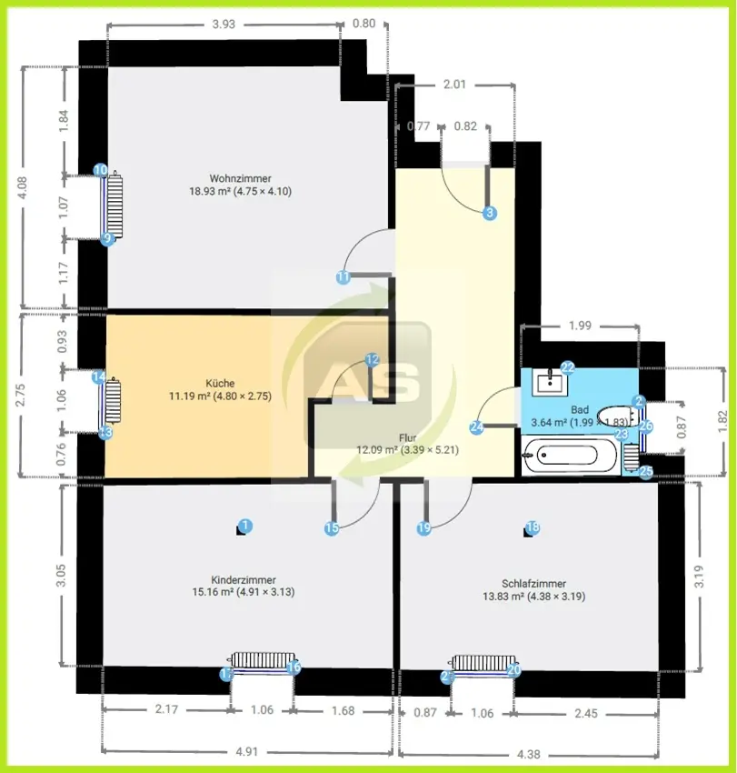 3 Zimmer Wohnung mit 61 m² in Zwickau – Bild 4