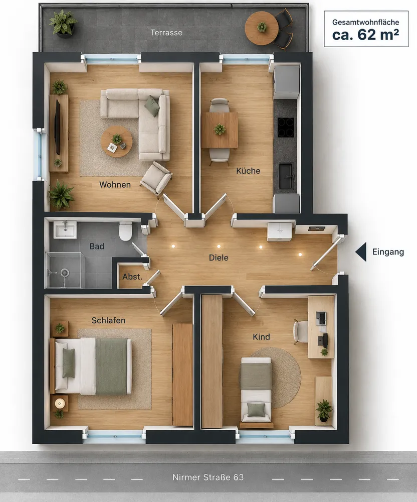 3 Zimmer Wohnung mit 62 m² in Aachen – Bild 3