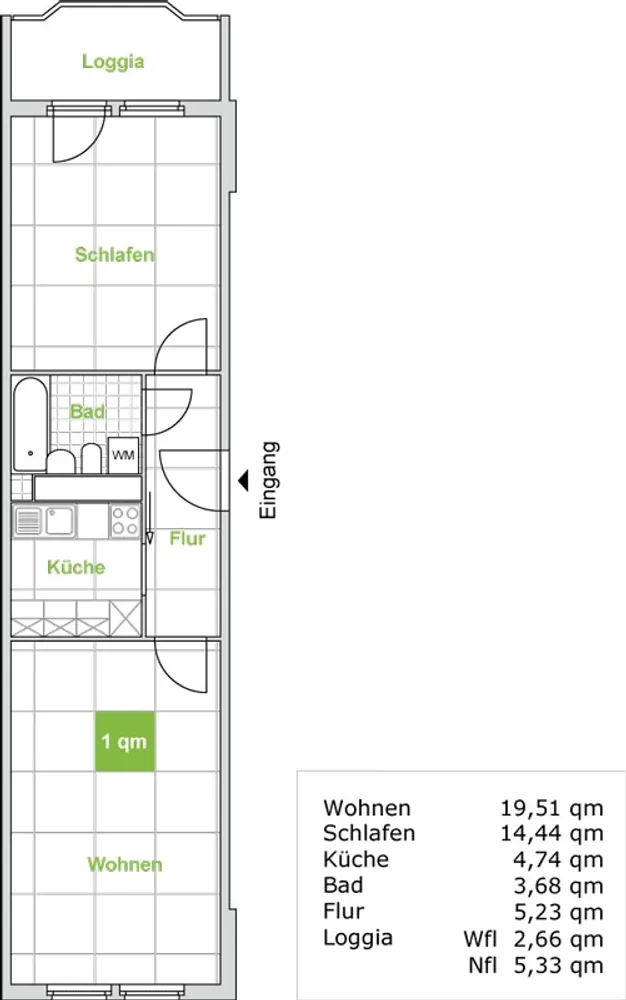 2 Zimmer Wohnung mit 50 m² in Dresden – Bild 2