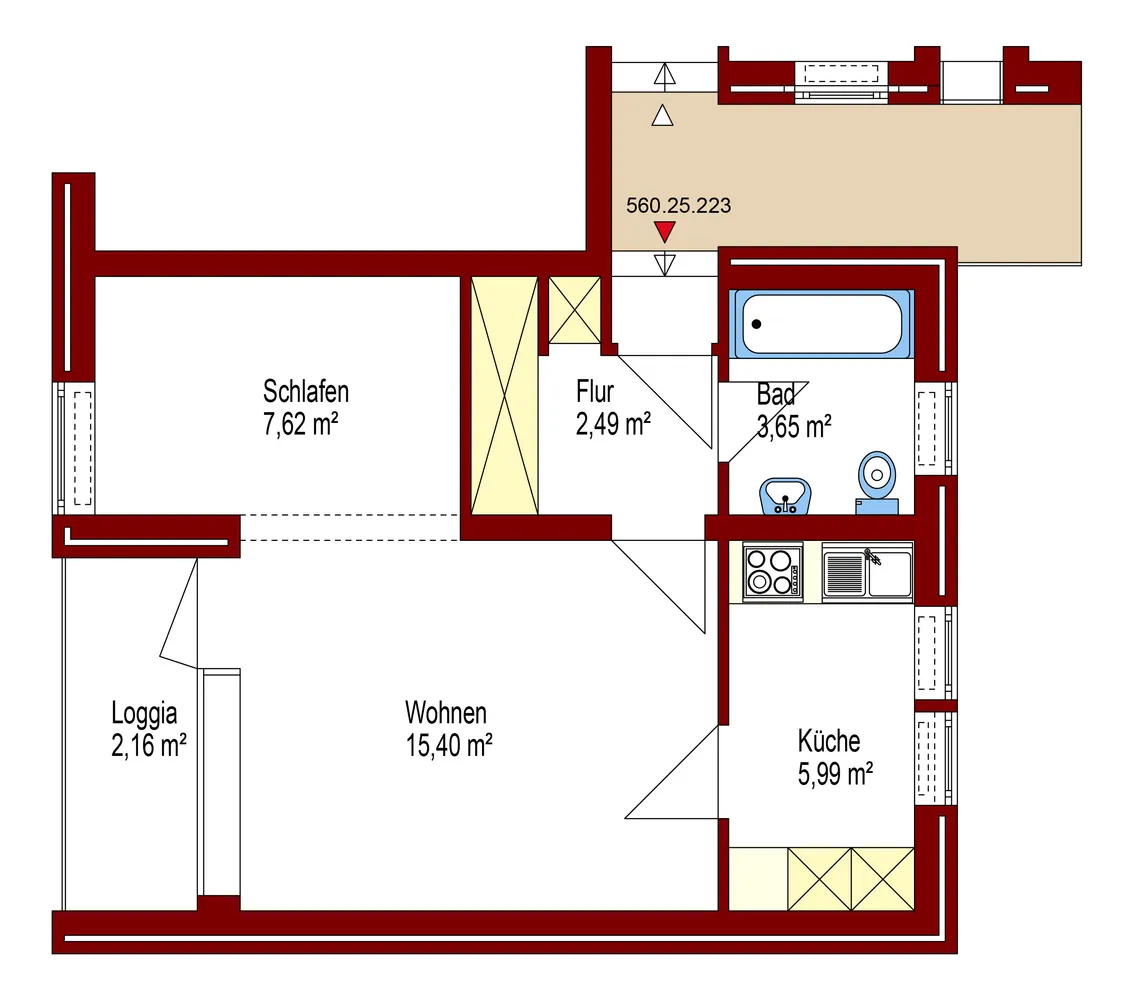 2 room apartment with 39 m² in Oldenburg – Photo 2