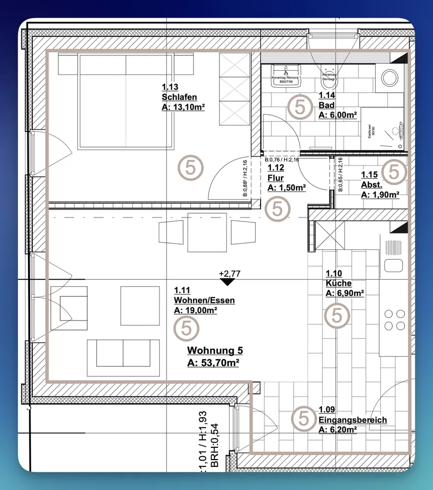 2 Zimmer Wohnung mit 54 m² in Karlsruhe – Bild 6