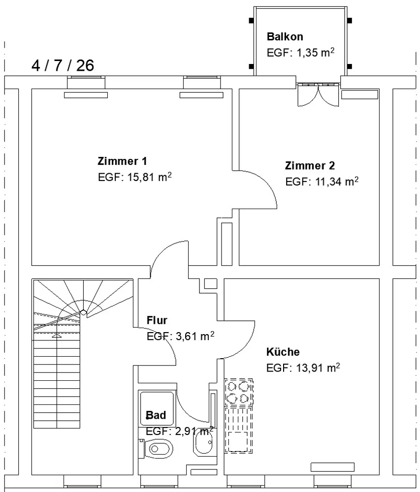 2 Zimmer Wohnung mit 49 m² in Kassel – Bild 2