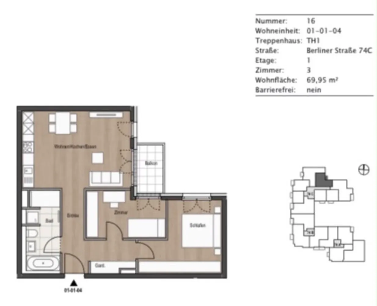 3 Zimmer Wohnung mit 69 m² in Berlin – Bild 1
