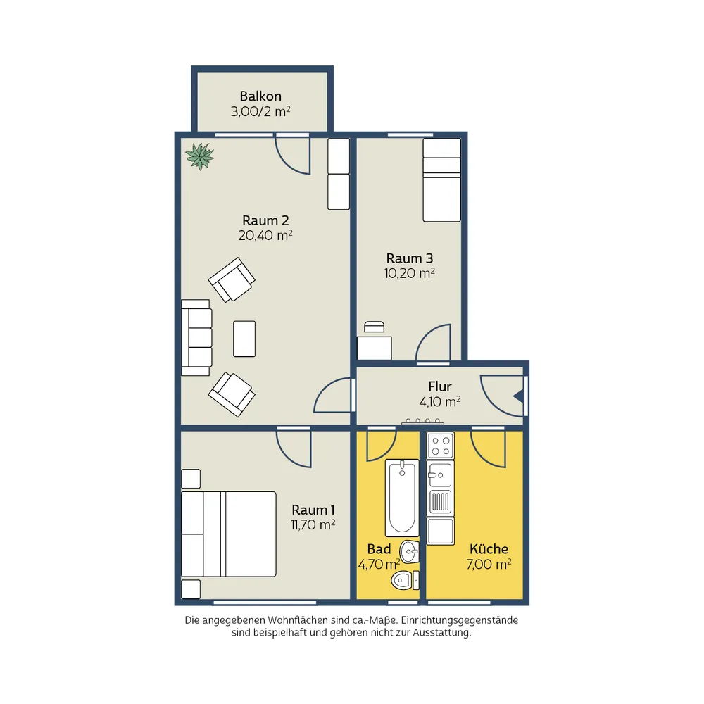3 Zimmer Wohnung mit 60 m² in Leipzig – Bild 2