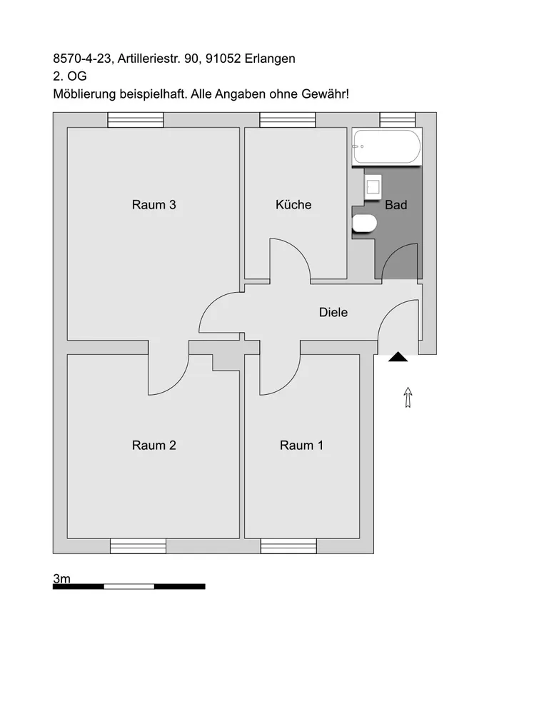 3 Zimmer Wohnung mit 48 m² in Erlangen – Bild 2