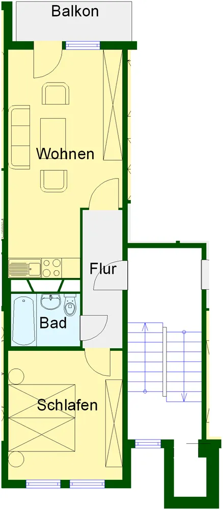 2 Zimmer Wohnung mit 45 m² in Wernigerode – Bild 2