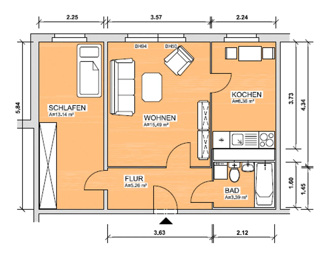 2 Zimmer Wohnung mit 44 m² in Werdau – Bild 1