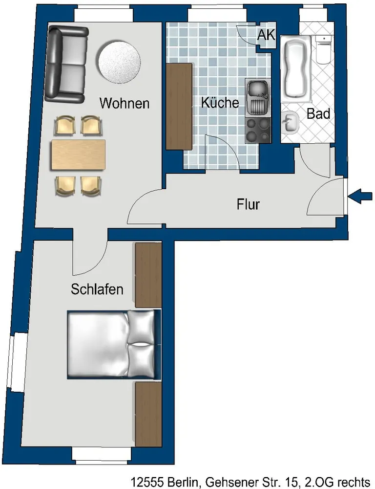 2 Zimmer Wohnung mit 46 m² in Berlin – Bild 2