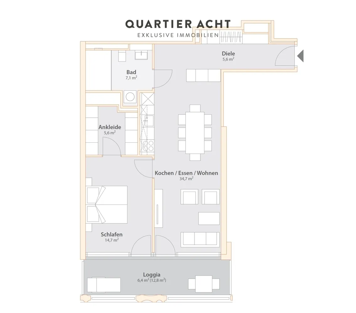 2 room apartment with 74 m² in Munich – Photo 5