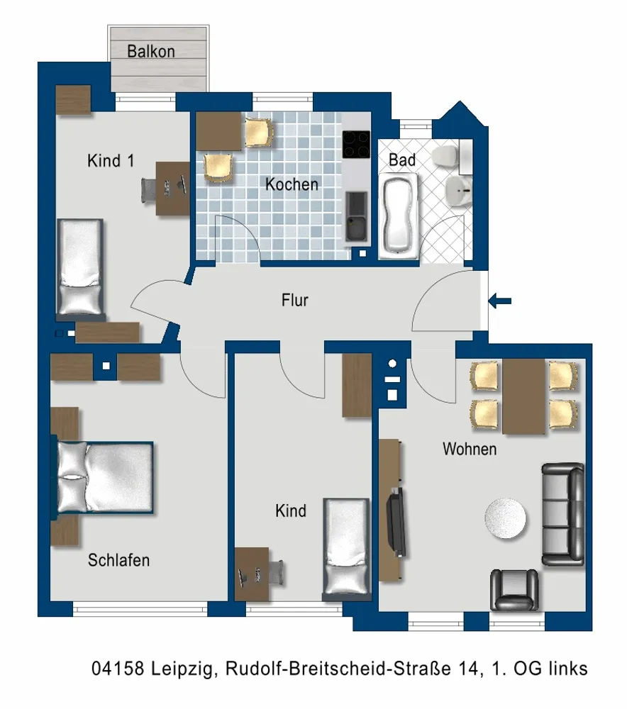 4 Zimmer Wohnung mit 87 m² in Leipzig – Bild 2