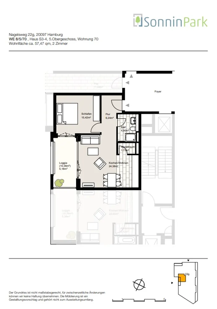 2 Zimmer Wohnung mit 58 m² in Hamburg – Bild 3