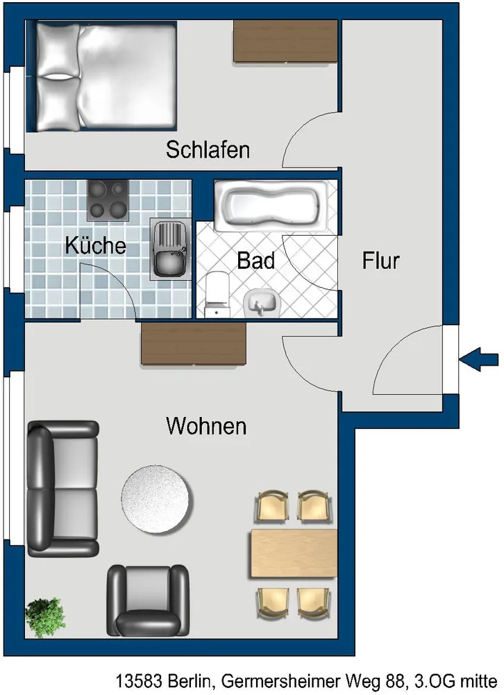 2 room apartment with 46 m² in Berlin – Photo 3
