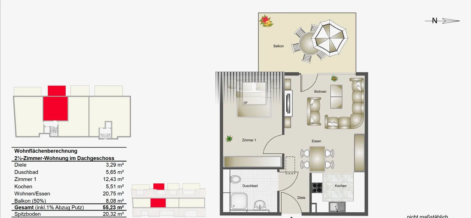 3 Zimmer Wohnung mit 55 m² in Sindelfingen – Bild 2