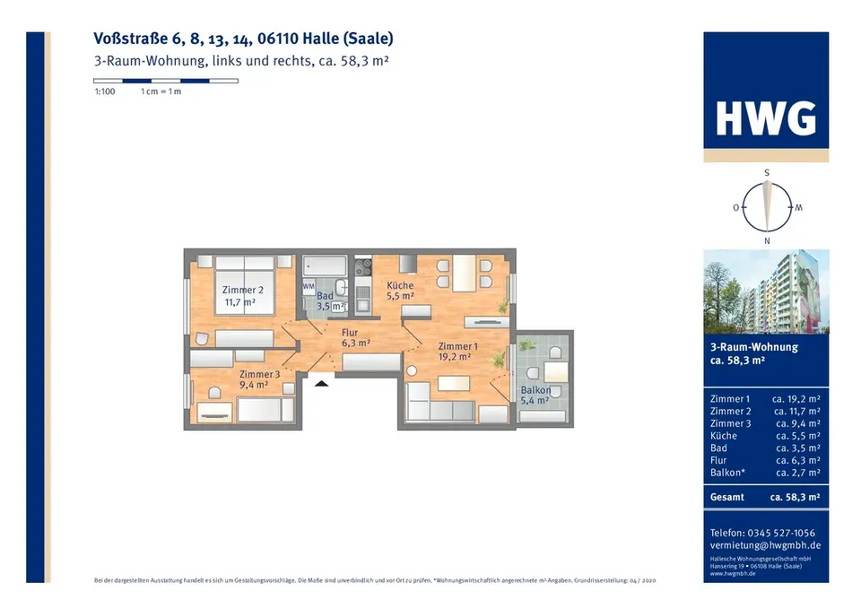 3 Zimmer Wohnung mit 58 m² in Halle (Saale) – Bild 5