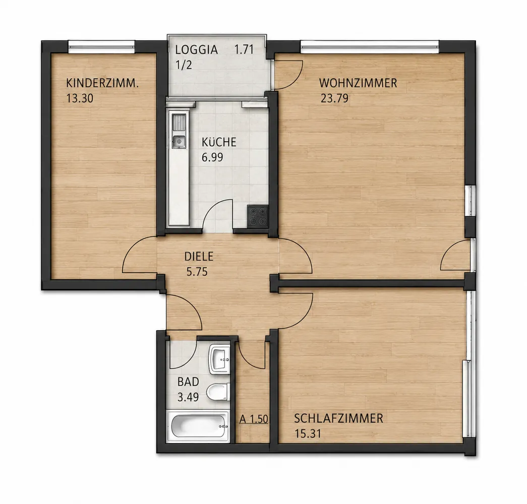 3 Zimmer Wohnung mit 69 m² in München – Bild 6