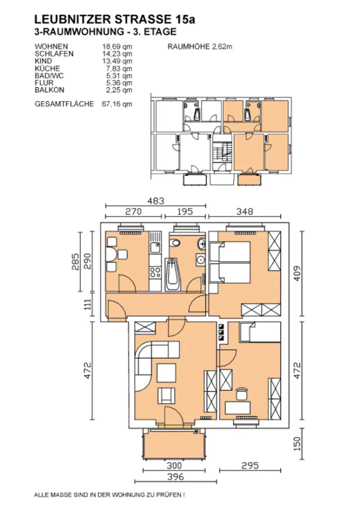 3 Zimmer Wohnung mit 67 m² in Dresden – Bild 2