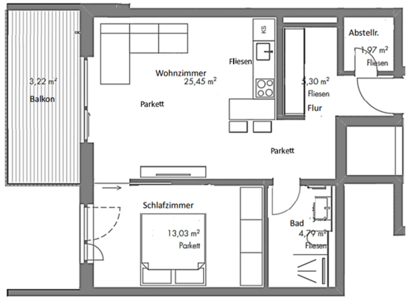 2 Zimmer Wohnung mit 54 m² in München – Bild 1