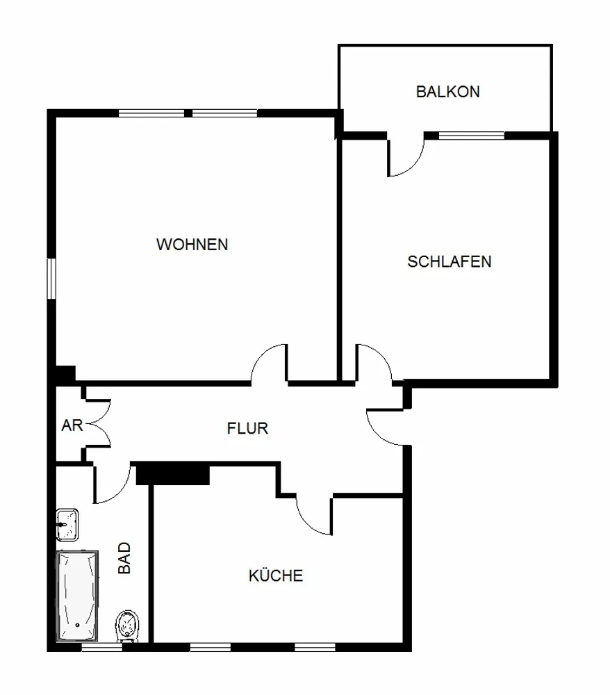 2 Zimmer Wohnung mit 57 m² in Essen – Bild 1