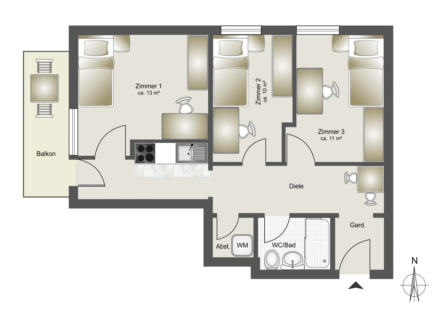 WG-Zimmer mit 11 m² in München – Bild 2