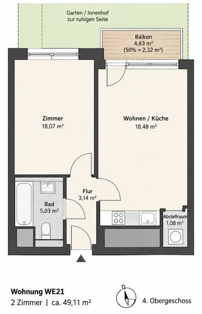2 Zimmer Wohnung mit 49 m² in Hamburg – Bild 4