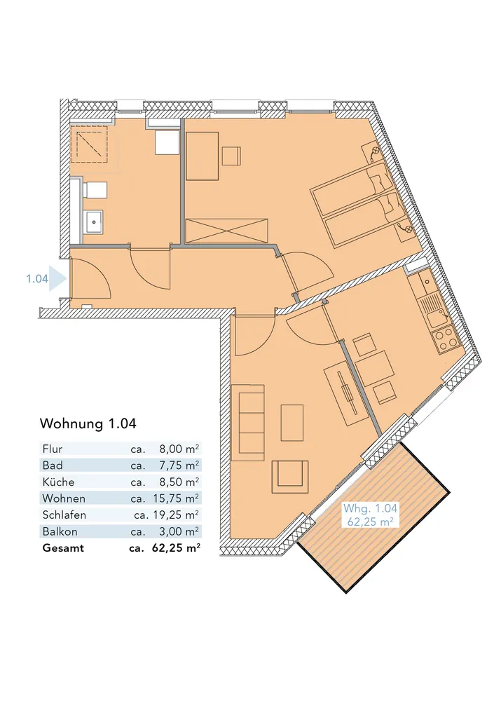 2 Zimmer Wohnung mit 62 m² in Rostock – Bild 1