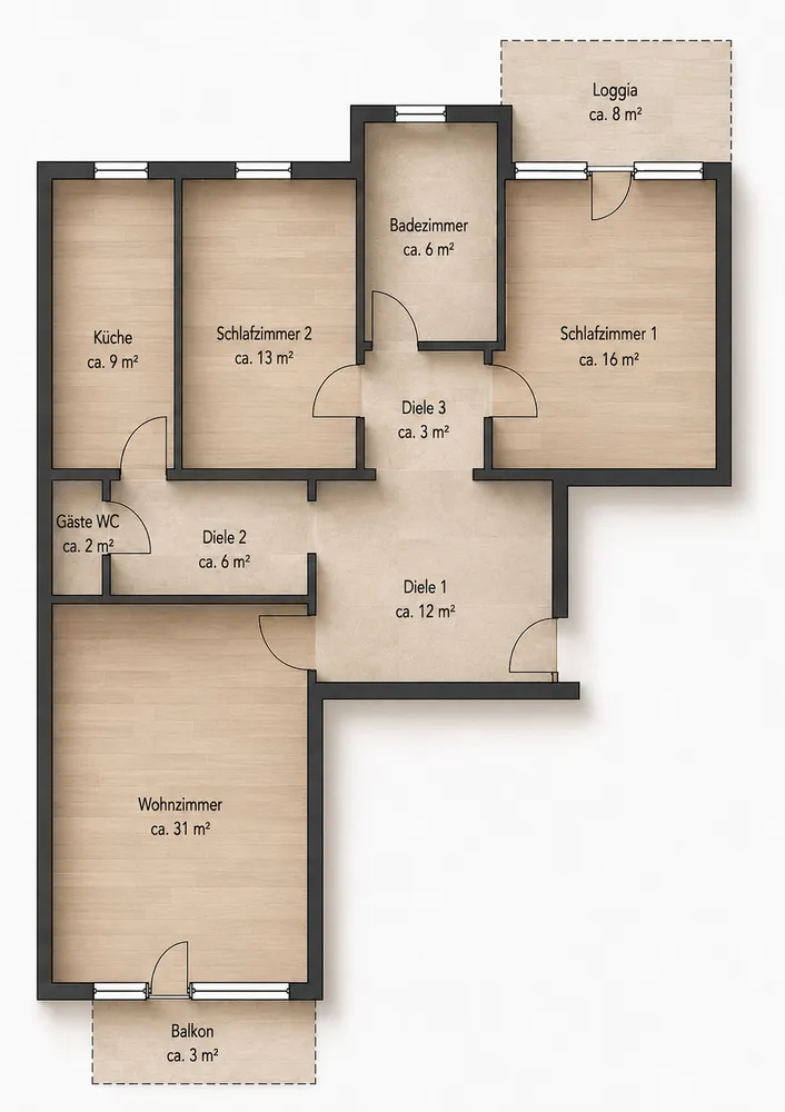3 Zimmer Wohnung mit 100 m² in Düsseldorf – Bild 1