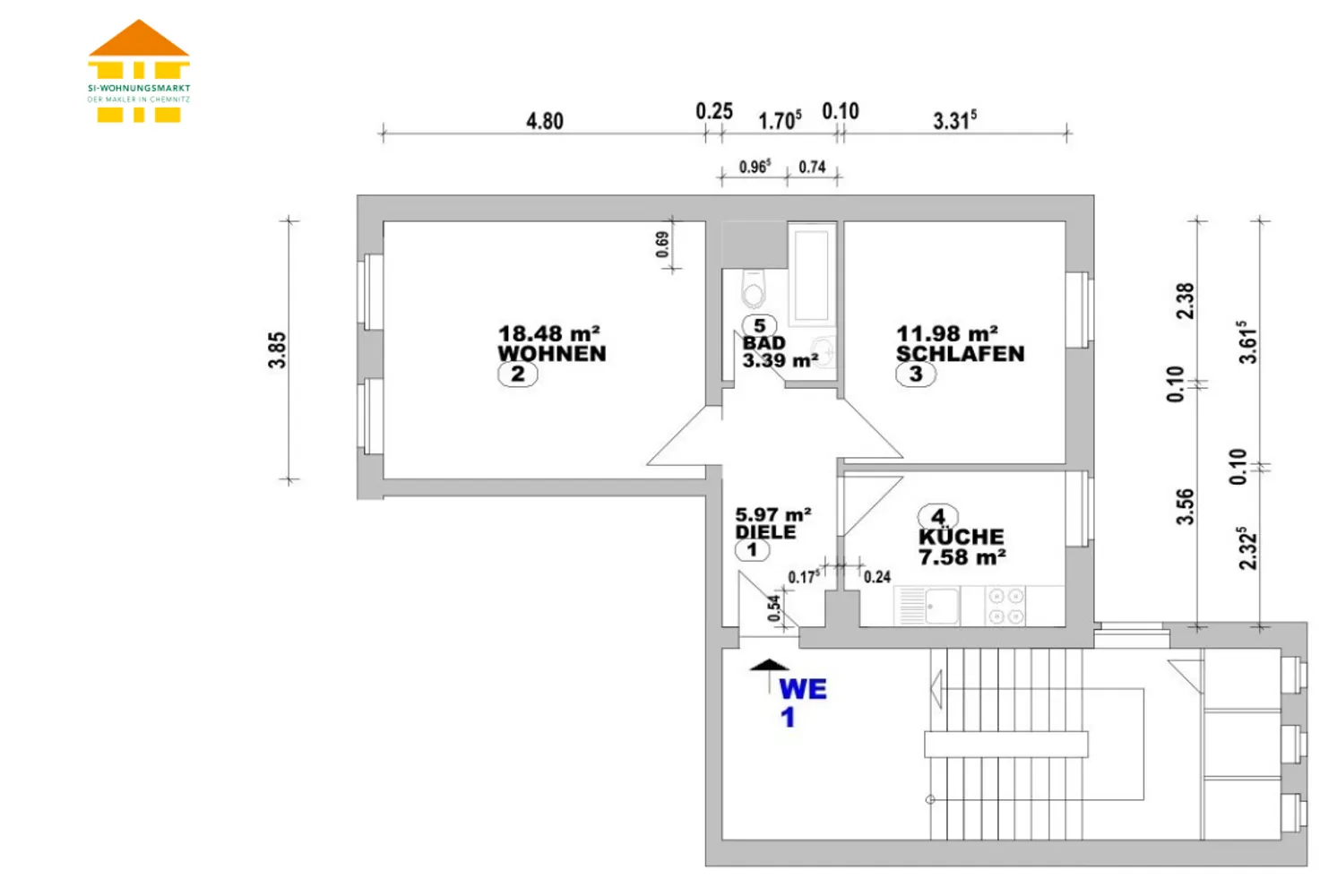 2 room apartment with 49 m² in Chemnitz – Photo 4
