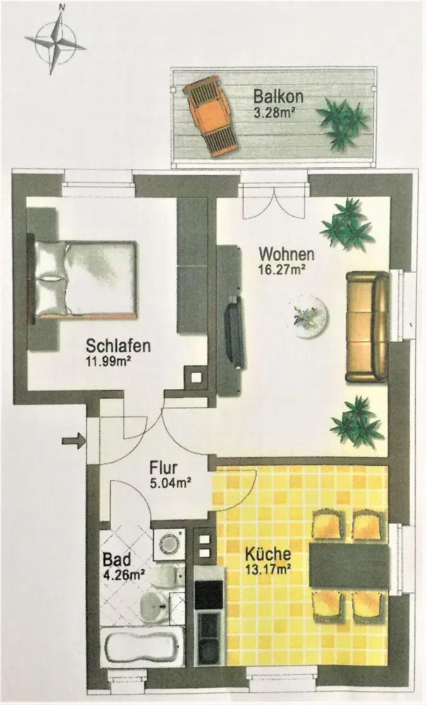 3 Zimmer Wohnung mit 52 m² in Dresden – Bild 2