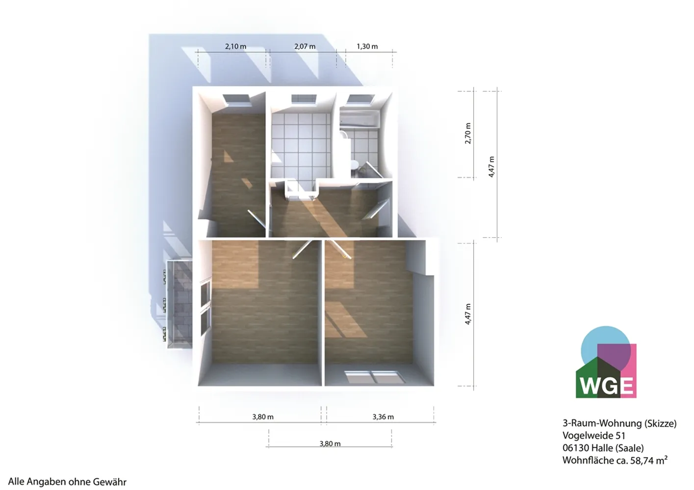 3 Zimmer Wohnung mit 58 m² in Halle (Saale) – Bild 9
