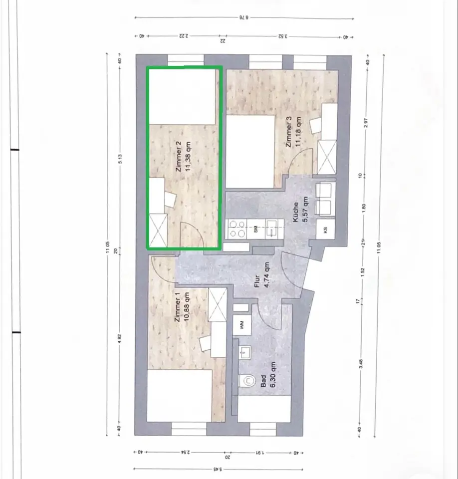 2 Zimmer Wohnung mit 11 m² in Nürnberg – Bild 3