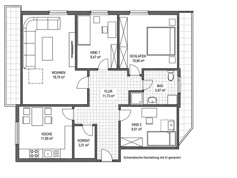 4 Zimmer Wohnung mit 80 m² in Papenburg – Bild 5