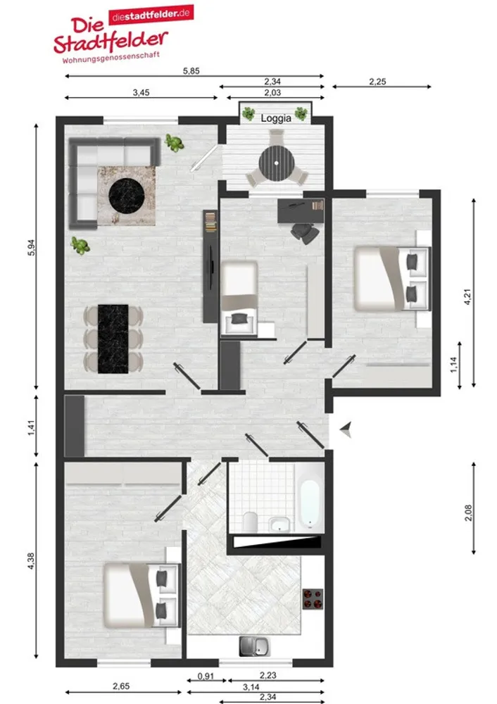 4 room apartment with 77 m² in Magdeburg – Photo 2
