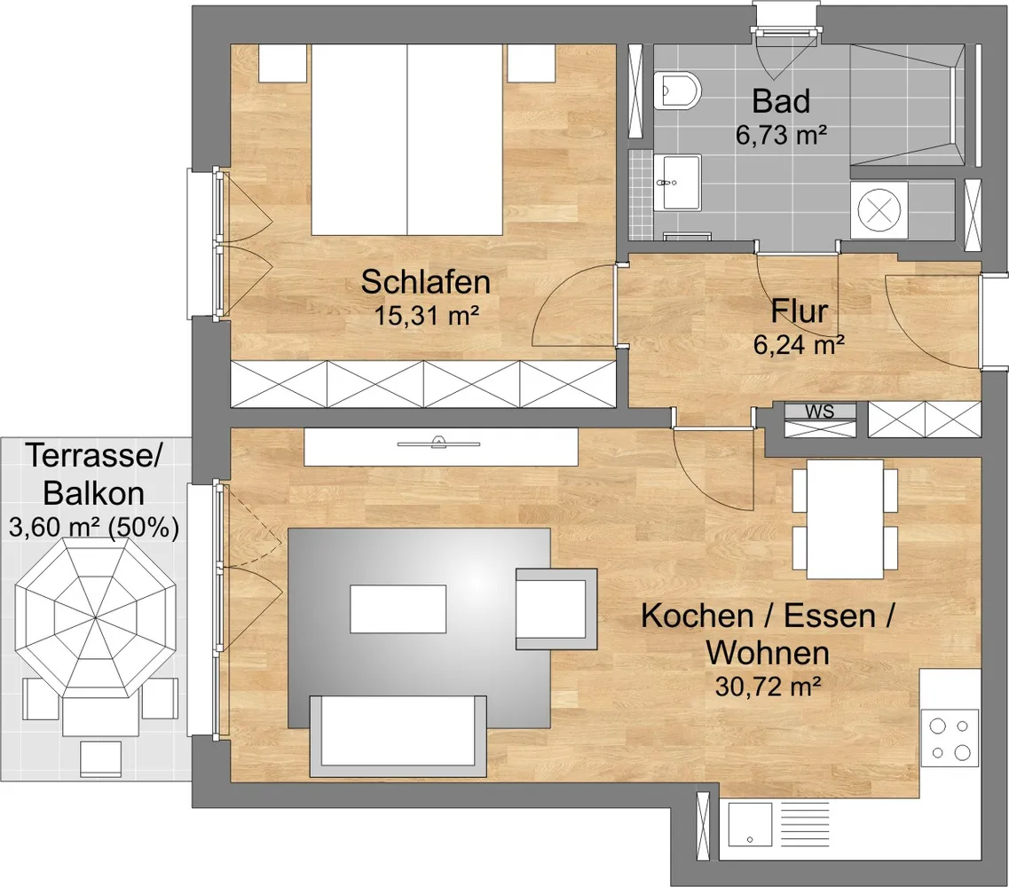 2 Zimmer Wohnung mit 62 m² in Nürnberg – Bild 7