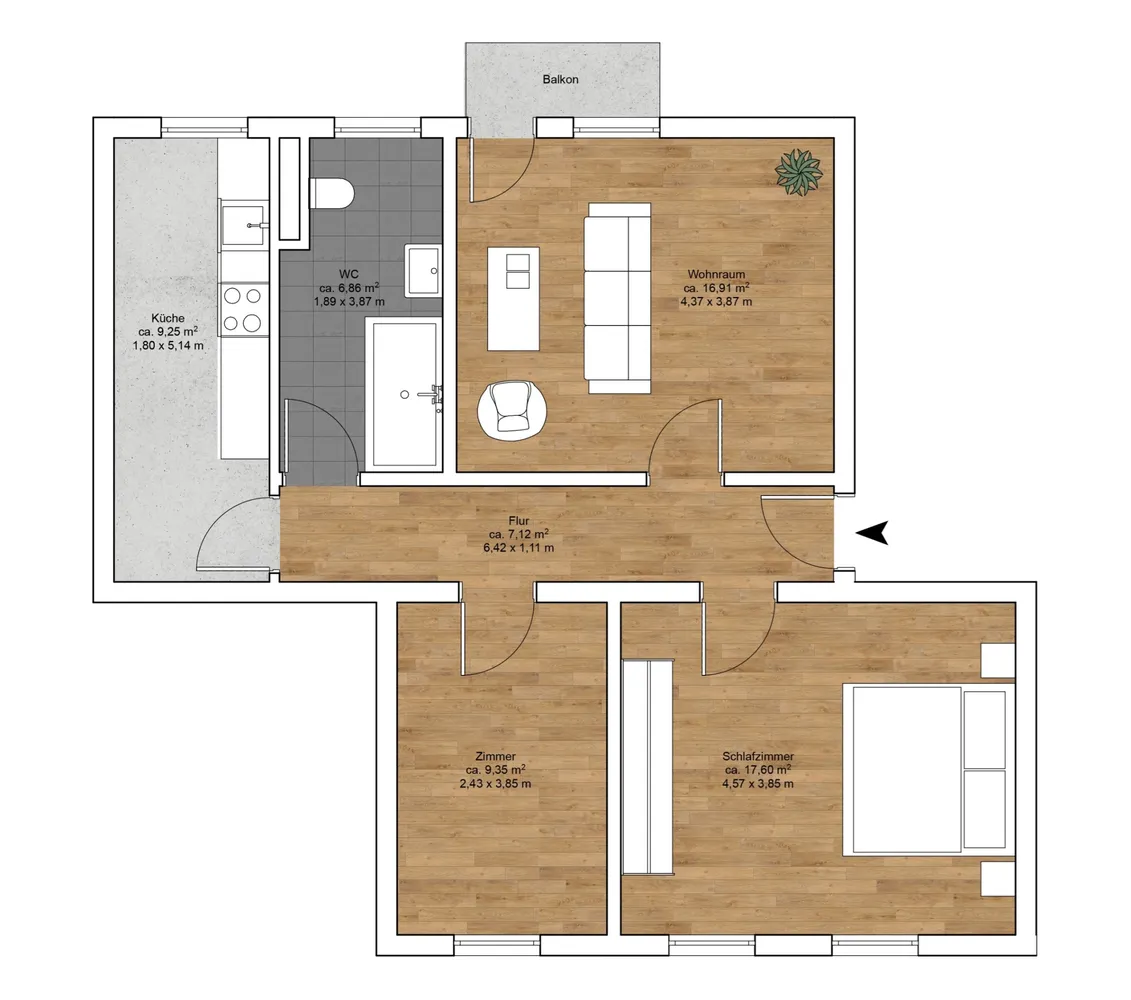 3 room apartment with 71 m² in Magdeburg – Photo 4