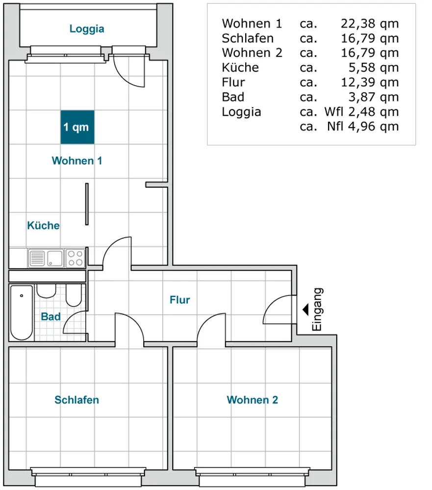 3 Zimmer Wohnung mit 80 m² in Dresden – Bild 2