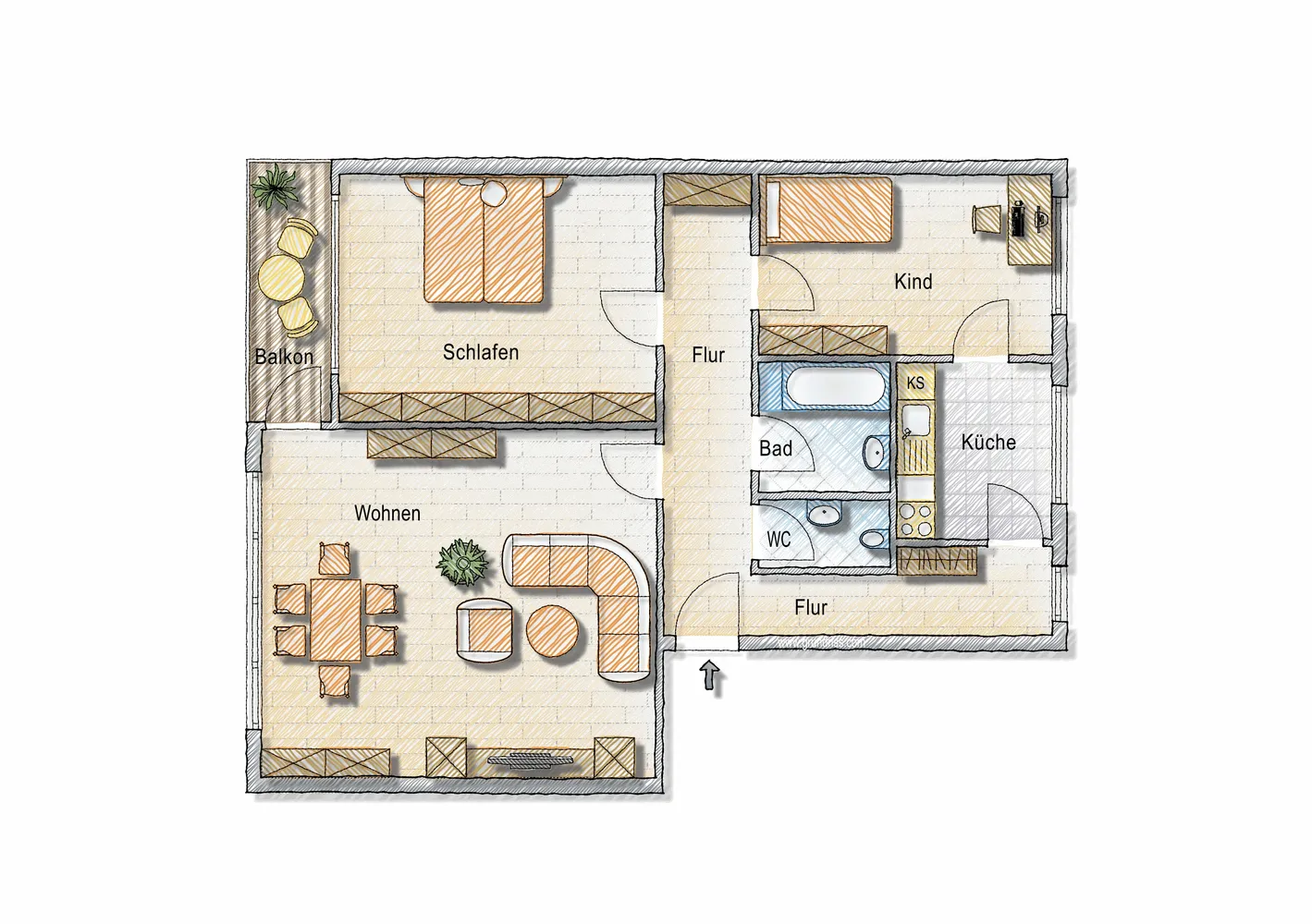 3 Zimmer Wohnung mit 75 m² in Kassel – Bild 2