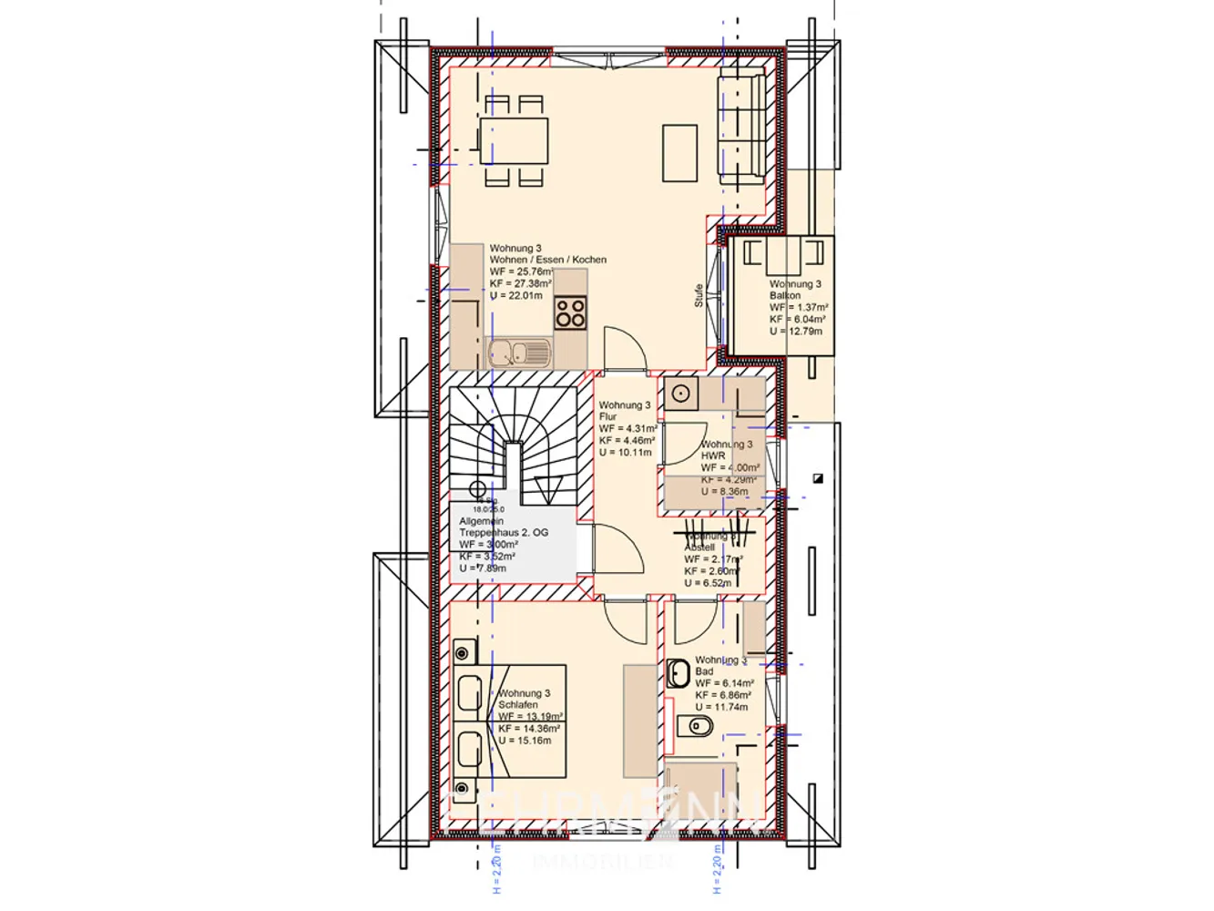 2 room apartment with 59 m² in Meppen – Photo 3