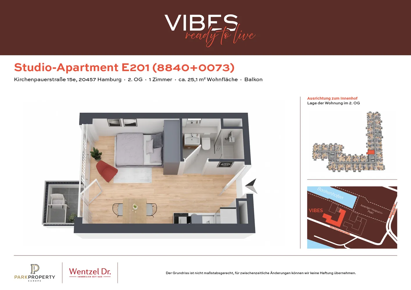 1 Zimmer Wohnung mit 25 m² in Hamburg – Bild 1