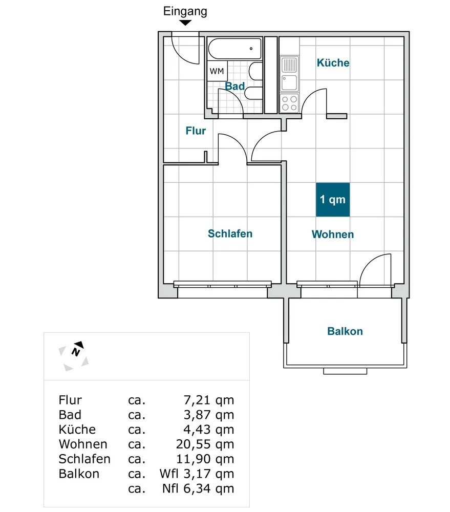 2 Zimmer Wohnung mit 52 m² in Dresden – Bild 2