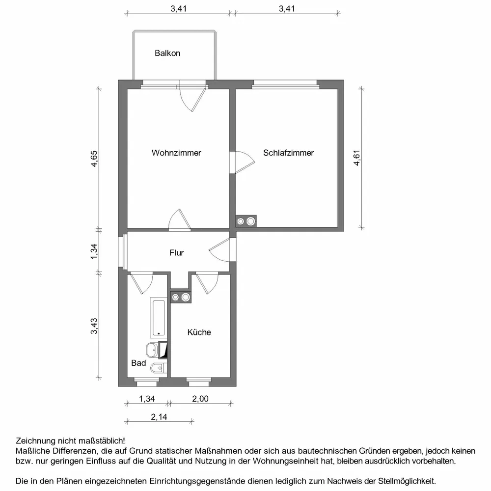2 Zimmer Wohnung mit 49 m² in Zwickau – Bild 2