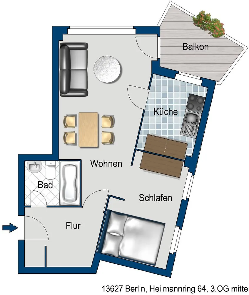 2 Zimmer Wohnung mit 45 m² in Berlin – Bild 2