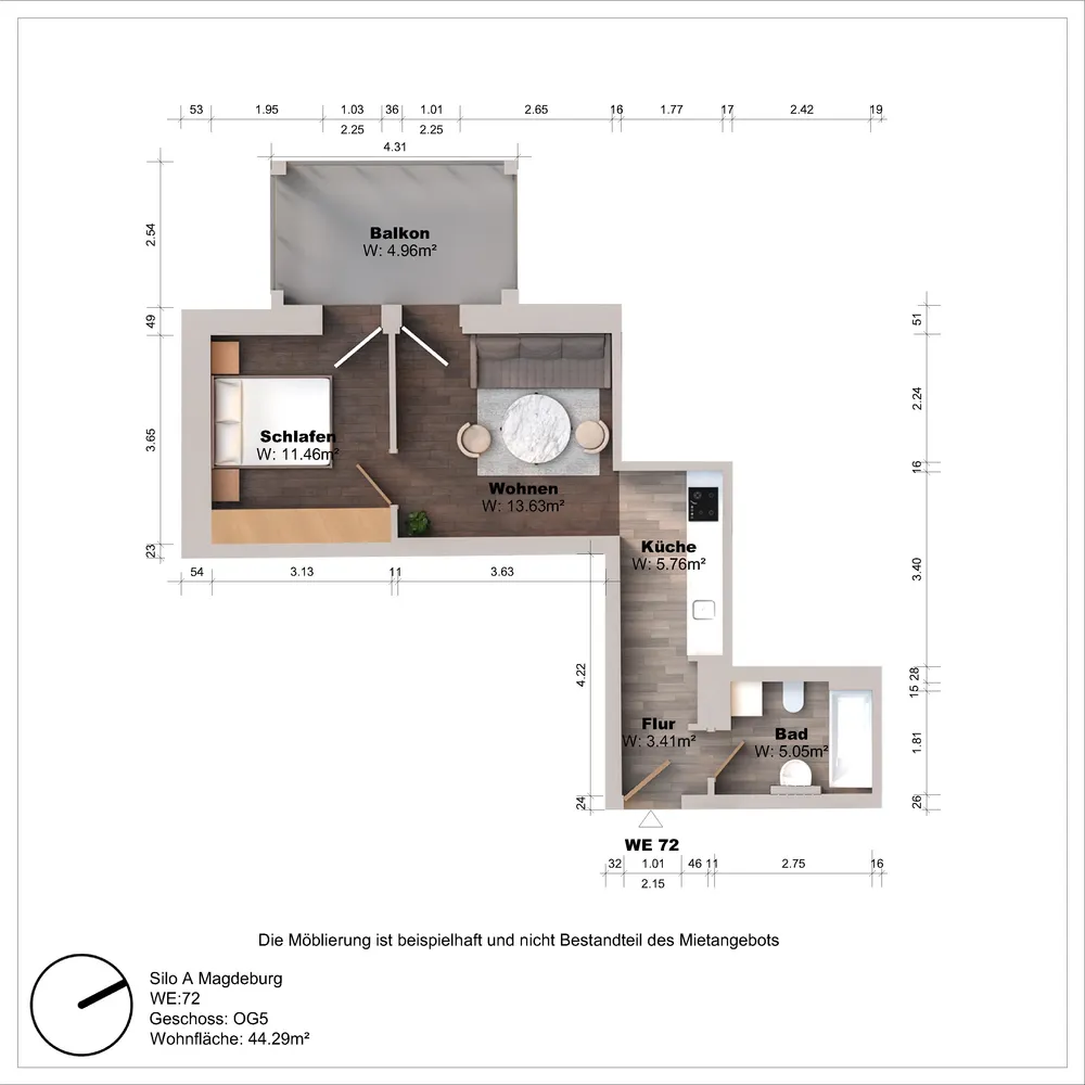 2 Zimmer Wohnung mit 44 m² in Magdeburg – Bild 9