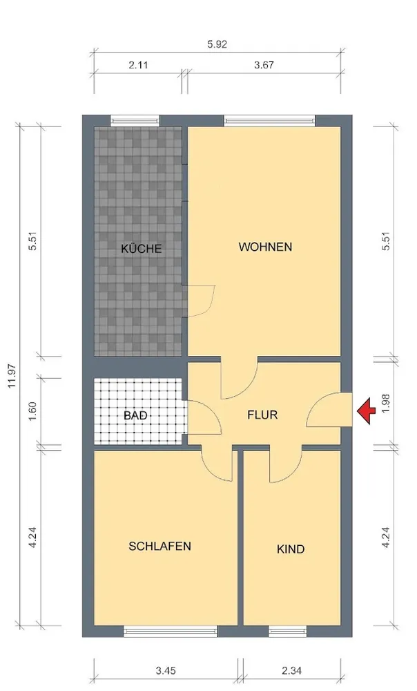 3 Zimmer Wohnung mit 67 m² in Erfurt – Bild 5