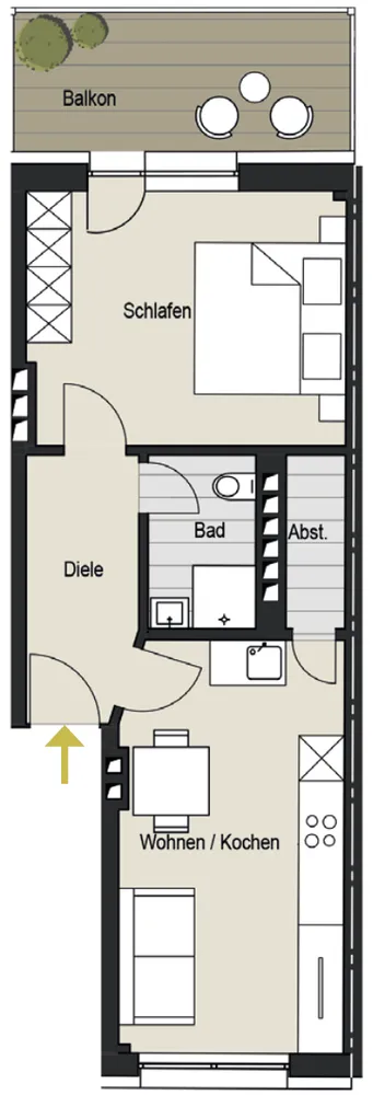2 room apartment with 44 m² in Cologne – Photo 8
