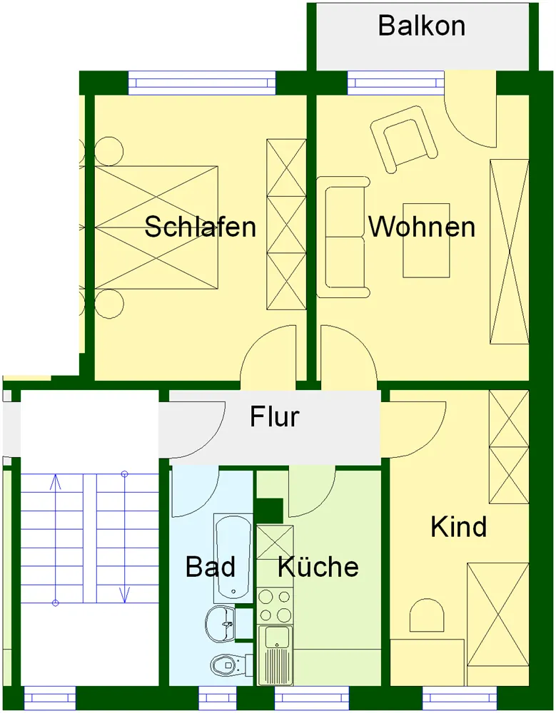 3 Zimmer Wohnung mit 59 m² in Wernigerode – Bild 2
